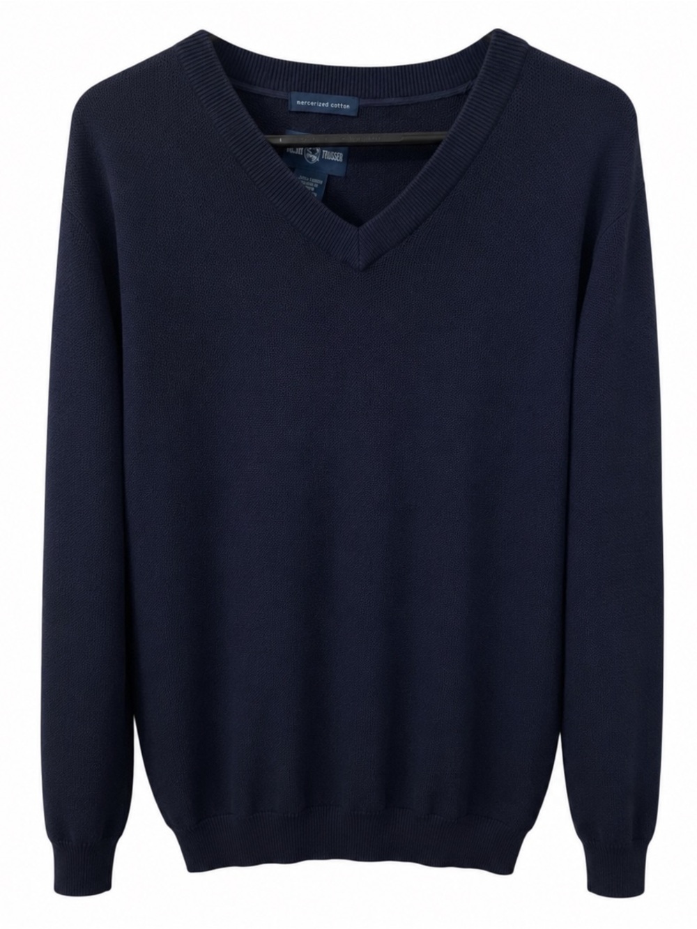 Men's Navy V-Neck 100% Cotton Sweater XL